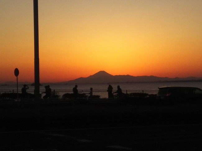 稲毛海岸　富士山　夕焼け