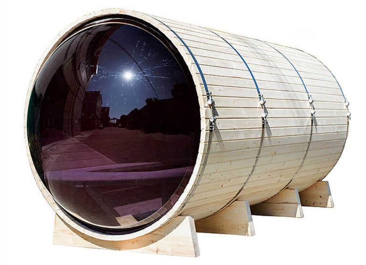 Panoramic View Cedar Barrel Sauna